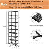 Autonomier 10 Tier Tall Shoe Rack, Narrow Lightweight Shoe Shelf, Compact Vertical Shoe Stand, Small Space Saving for Closet Floor, Dorm Storage Organizer, Front Door Entrance, Entryway Autonomier