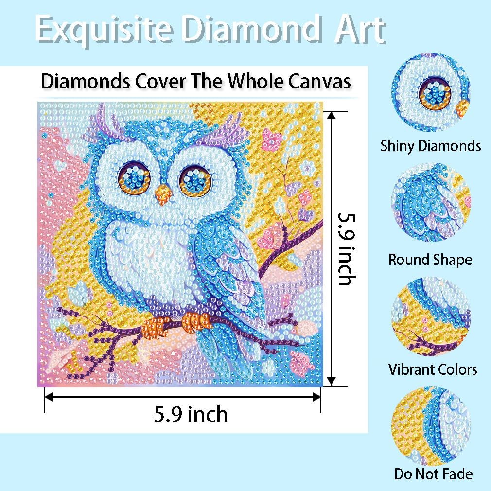 6 Pack 5D Diamond Painting Kits for Kids Beginners,Full Drill Cute Animals Diamond Art Kits,Diamond Art Arts and Crafts for Kids Ages 4-8-12,Home Wall Decor 6x6 Inch VividMeng