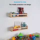 JORIKCHUO Nursery Book Shelves, Set of 2 Wood Floating Book Shelves for Kids Room, Kitchen Spice Rack, or Rustic Wall Mounted Shelves for Farmhouse Bathroom Décor (Natural Wood) JORIKCHUO