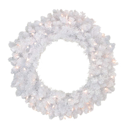 Northlight Pre-Lit Flocked Snow White Artificial Christmas Wreath - 36" - Clear Lights