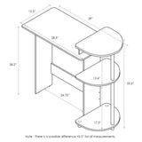 Furinno Compact Computer Desk with Shelves, Round Side, Dark Walnut Furinno