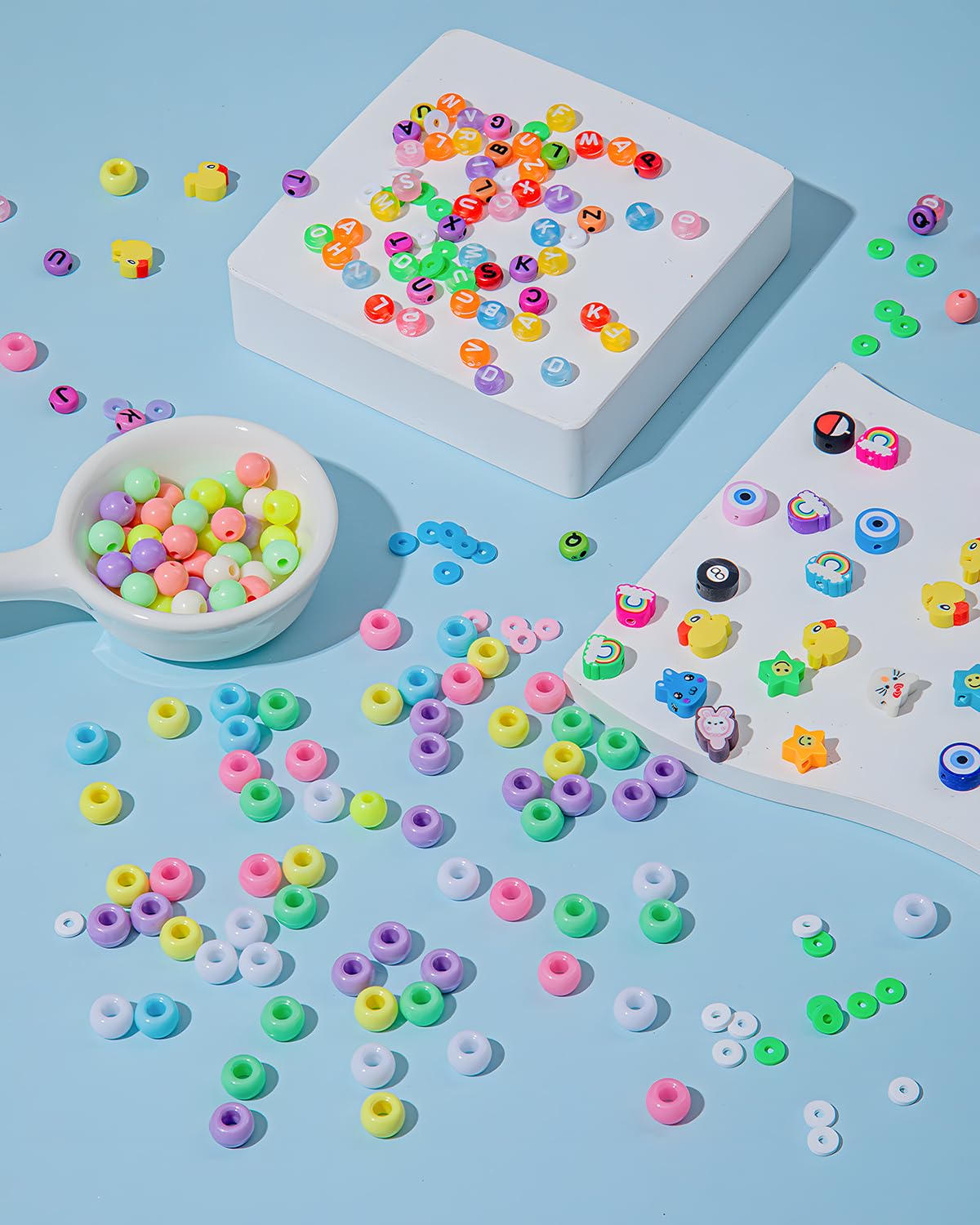 Taybonds DIY Bracelet Making Kit for Kids Age 6+, 1400+ Pcs Jewelry Making Ket with Polymer Clay Charms, Alphabet Beads, Pony, Pearl and Clay Beads, Unicorn Mermaid Panda Charms for Crafting Gifts Taybonds