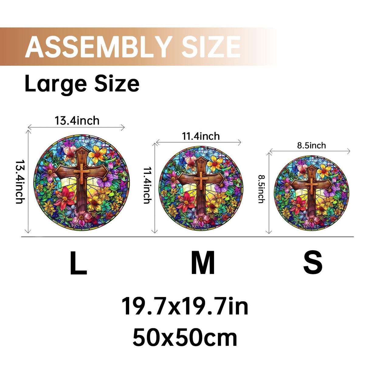 Jigfoxy Wooden Puzzles for Adults, Stained Glass Cross Wood Puzzles Adult, Unique Animal Shape Wooden Jigsaw Puzzles for Adults, Birthday Gifts for Puzzle Lovers, Family (M-11.4 * 11.4in-200pcs) Jigfoxy