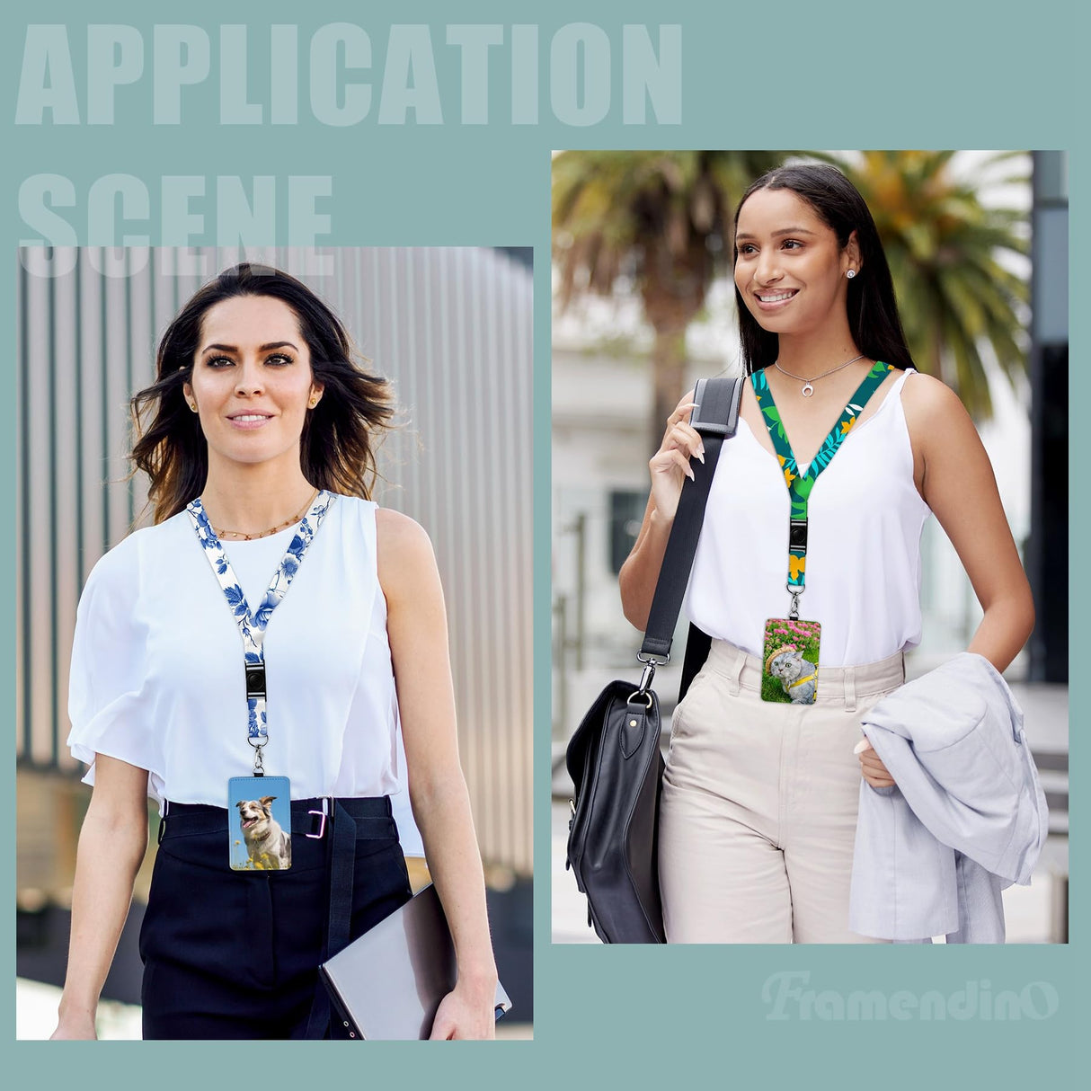 Framendino, 12 Pack Sublimation Work Card Holder with Blank Lanyards, Heat Transfer Blank Leather ID Card Holders Sublimation Lanyards for Office Home Framendino