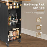RALGEND Kitchen Island with Power Outlets & Drop Leaf, Rolling Kitchen Cart on Wheels, Kitchen Storage Island with Spice Rack and Drawer for Kitchen, Dinning Room, Black and Rustic Brown RALGEND