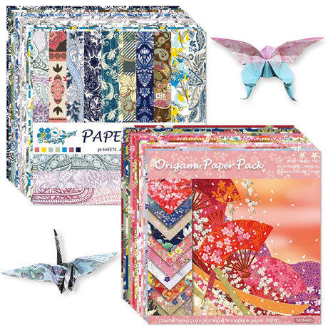 Origami Paper Kit Dobule Sided 100 Sheets 100 Colors 6 Inch Japanese Chiyo Square Easy Fold Arts Crafts DIY Handwork Origami Papers Beginner Sakuras Baroque Mifuner