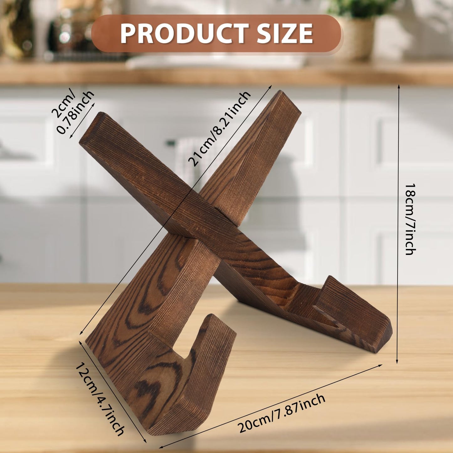 Wooden Cookbook Display Stand Holder - Adjustable, Foldable, Rustic Wood Design, Great for Kitchen Countertops, Tablets, Recipe Books, and Photos, Perfect Gift for Home Chefs and Cooking Lovers