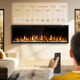 Smart 60" WiFi-Enabled Electric Fireplace Heater, Recessed in-Wall and Wall-Mounted Linear Fireplace,Compatible with Alexa,13 Adjustable Flame Color and 5 Brightness,1500/750 Watt Heater,Black Alpaca