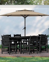 PLUUV Outdoor HDPE Dining Set, 7 Pieces Outdoor Furniture with Large Table& 6 Chairs, All-Weather Patio Dining Set for Lawn, Garden, Backyard, Black PLUUV