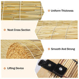 PHUSTJKL Blinds Roll Up Shade Bamboo Reed Roll Up with Lifter, Sun Protection Blackout Privacy Breathable Coffee Reed Curtains for Indoor/Outdoor, Easy to Install (Coffee-Black Line, 28x60in(WxH)) PHUSTJKL