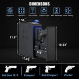 LMRSTOO Biometric Gun Safe for Handgun,Fingerprint Bedside Gun Safe with Fingerprint, PIN Code, KEY Access,Upgrade 6 Numeric Buttons,Electric Quantity Display,Emergency Charging Port LMRSTOO
