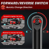 Dufuls 3/8" 18V Extended Cordless Ratchet Wrench, 550RPM 40 Ft-Lbs 4 Inch Electric Ratchet Driver with 2Pcs 2000 mAh Batteries & Charger, Battery Powered Ratchet Wrenches with 8 Sockets Dufuls