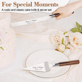 TUKDAK Personalized Cake Cutting Set for Wedding, Cake Knife and Server Set Free Engraving, Custom Wooden Dessert Pie Cutter Serving Quinceañera TUKDAK