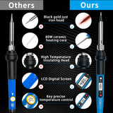 Soldering iron kit, 110V, 80W, fast heating within 10 seconds LCD digital adjustable temperature soldering iron gun, thermostatic soldering iron kit for electronic equipment FUMEIYI