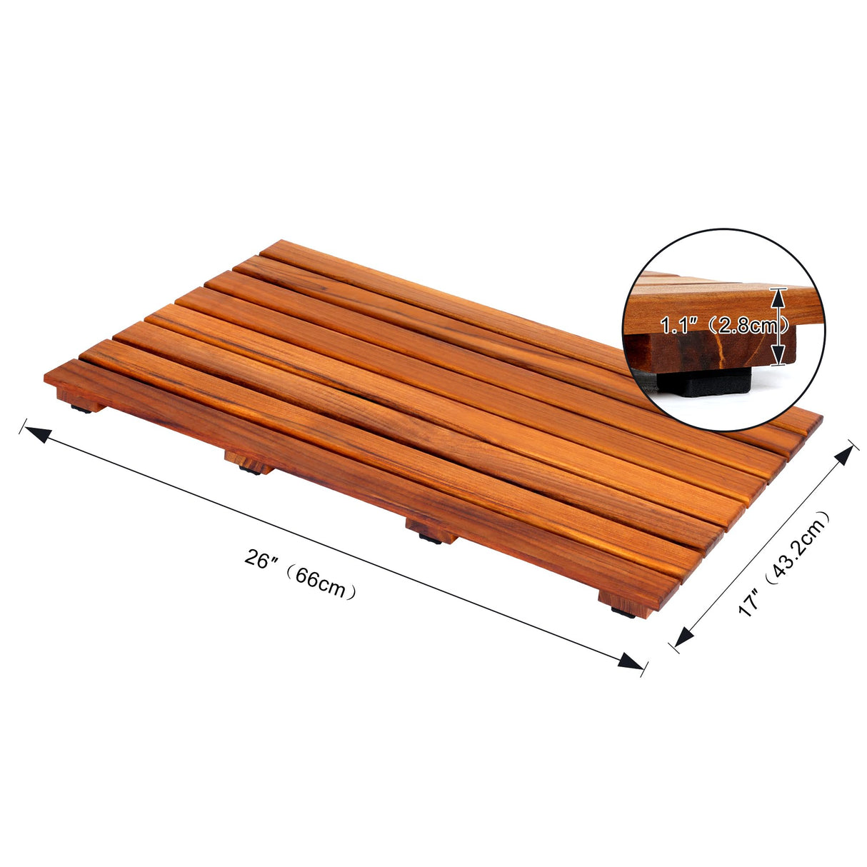 VaeFae Teak Shower Mat, Non-Slip Bath Mat, Luxury Spa Mat, Wooden Mat for Bathtub (Large) VaeFae
