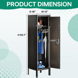 Letaya Metal Locker with Lock,55" Storage Cabinet Steel Retro Wardrobe with Lockable Doors for Home Office Employees School Dormitory Gym (1 Door) Letaya