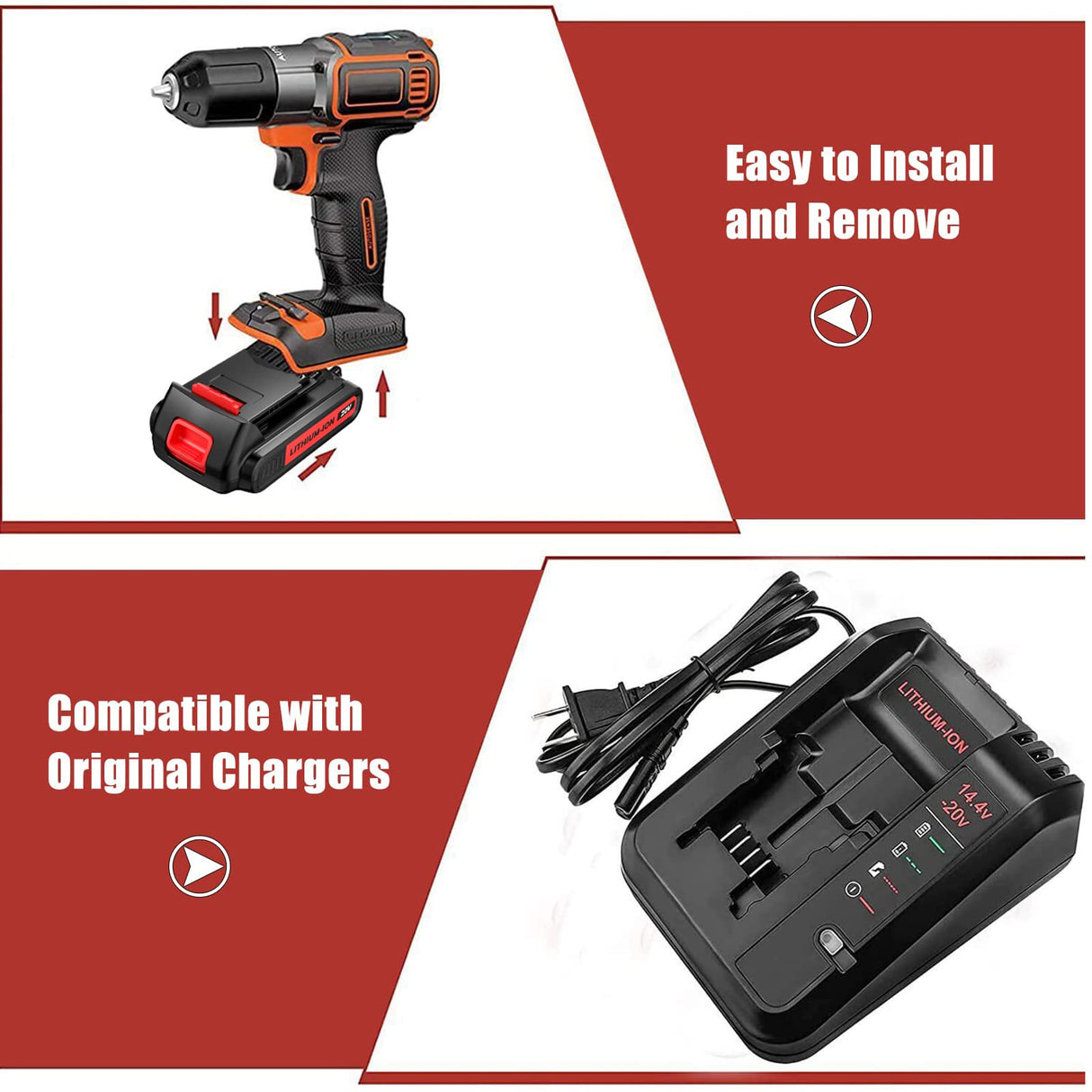 2Pack 20 Volt 3800mAh Replacement for Black and Decker 20V Battery Lithium MAX LBXR20 LB20 LBX20 Bonacell