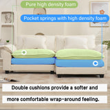 Oprisen 86" Modular Sectional Sofa, Comfy Cloud Couch Sectional Sofa with Ottoman, Chenille Sofa Sleeper Deep Seat Sofa with Throw Pillows for Living Room (Beige White, 86"- L Shape) Oprisen