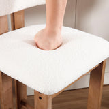 Shunzhi Upholstered Farmhouse Counter Height Bar Stools Set of 4 White Sherpa Barstools with Back/Solid Wood Legs, Modern Bar Chairs for Kitchen Island/Home Bar/Pub, 26 Inch Shunzhi