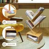Bamboo 4 Tree Bookshelf Small Bookcase Free Standing Wood Bookcase for Narrow Space Modern Book Storage Rack for Books/Movies/CDs Narrow Display Rack for Living Room Home Office (Bamboo, 4-Tier) Sholramo