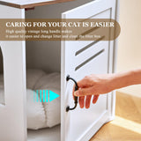 JanflyHome Corner Litter Box Enclosure for 2 Cats, Hidden Litter Box Furniture, Litter Box Cabinet with Double Room, Indoor Cat House End Table, 31.5 x 17.7 x 19.7 in, White JanflyHome