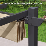 BOJAVOM Pergola Shade Cover, Retractable Pergola Canopy for 10' X 13' Outdoor Pergola, Fade Resistant Durable Yarn-Dyed Fabric Pergola Replacement Canopy w/Drawstring - Beige BOJAVOM
