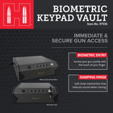 Hornady Biometric Keypad Vault (97536) - Fingerprint Gun Safe, Secure Your Pistol and Valuables, Quick Access - Digital Keypad Access and Backup Key - Ideal for Home and Nightstand Hornady
