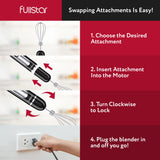 Immersion Blender Set, Hand Blender Electric, Immersion Blender Handheld, 9-Speed, 500W Handheld Blender - Hand Blenders Immersion, Hand Mixer Electric Blenders, Smoothie Blender (3-in-1, Black) fullstar