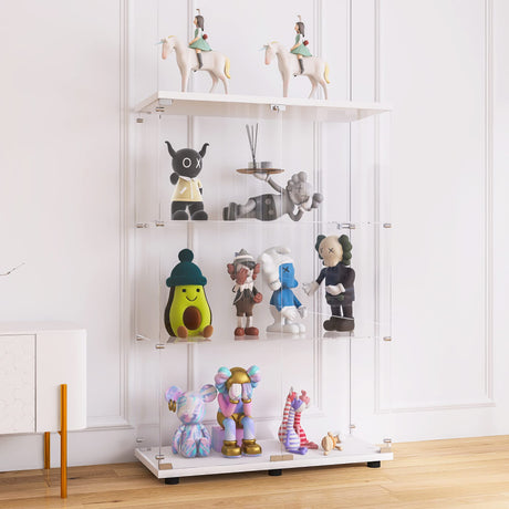 Zacis Modern Clear Glass Display Cabinet with 2 Doors and 3 Shelves for Living Room Zacis