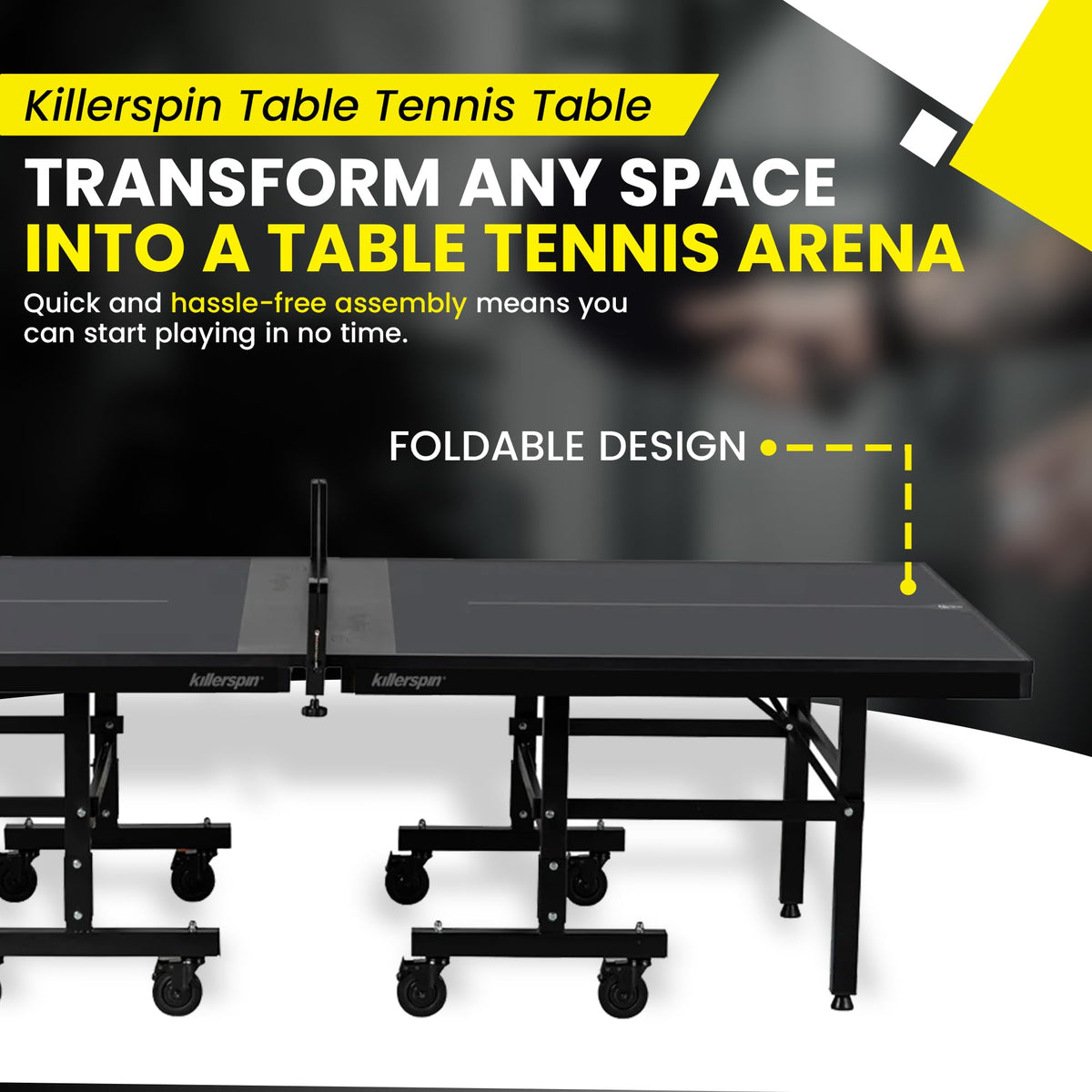 Killerspin MyT 415X Mega, Ping Pong Table, Foldable Table for Table Tennis, Portable Ping Pong Table Set with Built-in Paddle and Ball Storage, 25mm MDF Board Pingpongball Table, Graphite Color Killerspin