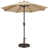Yaheetech 9FT Garden Table Umbrella with 30lb Base, Patio Market Umbrella with Push Button Tilt, Crank and 8 Sturdy Ribs, Outdoor Umbrella w/Base Included Heavy Duty - Tan Yaheetech