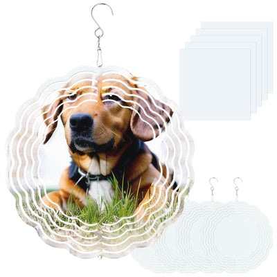 Bouiexye 12 Pack Sublimation Wind Spinner 8 Inches Blanks 3D DIY Wind Sculptures Stainless Aluminum Hanging Ornaments Wind Powered Kinetic Trim Decor for Yards Gardens Windows Porch