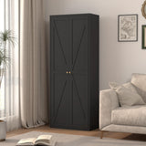 IRONFFICE Metal Storage Cabinet,Morden Pantry Cabinets for Kitchen Storage with Doors and Shelves,Tall Pantry Storage Cabinet for Living Room,Dining,Black IRONFFICE