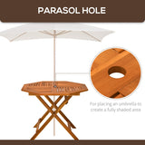 Outsunny 39" Acacia Wood Outdoor Dining Table, Octagon Patio Table with Umbrella Hole, Teak Outsunny