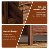 Ieejdn Fluted Dresser for Bedroom with 9 Drawers, 63" Modern Chest of Drawers, Dresser TV Stand, Wood Drawer Organizer for Living Room, Hallway, Chestnut