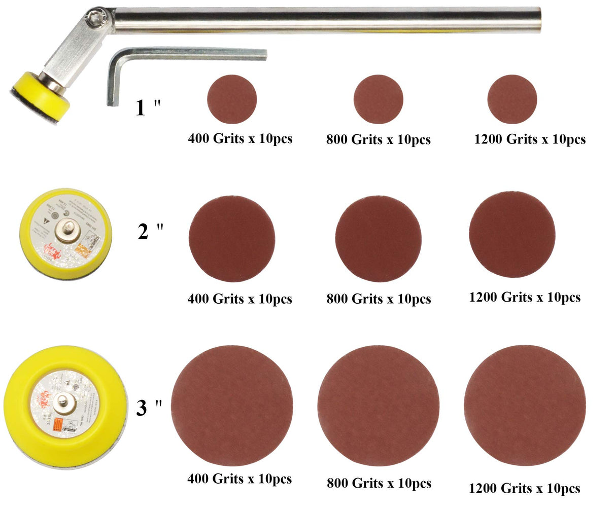 Dirtech Sander Sanding Tool with 1", "2", "3" Foam Loop Sander Pad and 90pcs Sandpaper for Woodworking Wood Turning on Lathe Dirtech