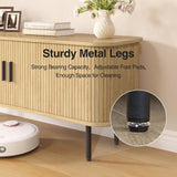 FiveWillowise 47" Natural Fluted TV Stand for TVs up to 60 Inch, Gaming Entertainment Center with Tambour Slatted Sliding Doors and Storage Cabinet, Media TV Consoles Table for Living Room, Office FiveWillowise