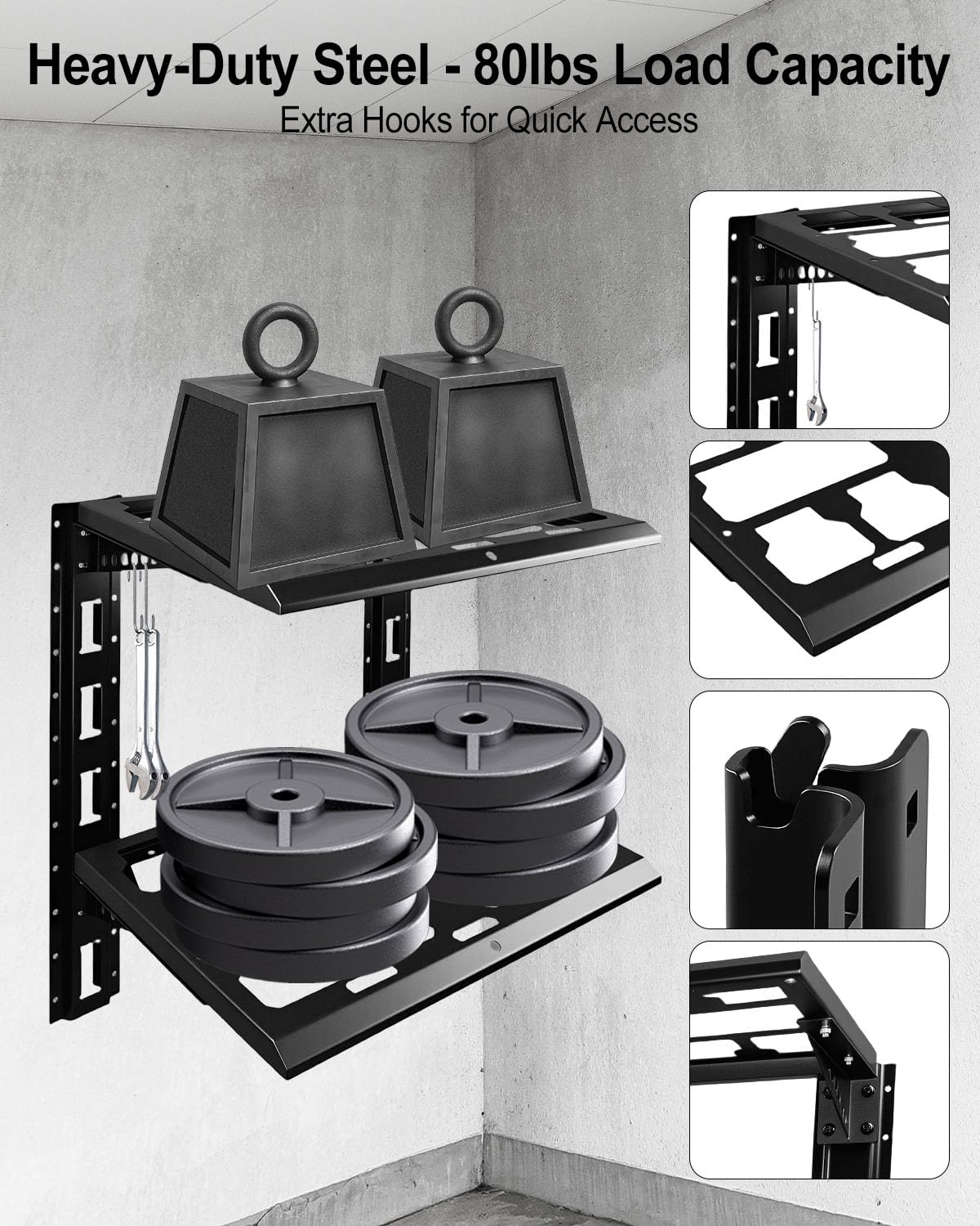 HZSIFU Heavy Duty Racking Kit Compatible with Milwaukee Packout, 80 lbs Load Capacity Shelf Wall Mount, 2-Shelf Shelves for Truck Trailer Garage Workshop HZSIFU