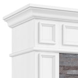 Naice 44" Electric Fireplace Mantel, Farmhouse TV Stand with Electric Fireplace Heater, Stacked Stone Surround and Remote Control 3D Realistic Flame, White Fireplace for Living Room Bedroom Naice