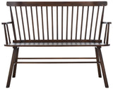 SAFAVIEH Home Collection Addison Farmhouse Dark Walnut Solid Wood Windsor Spindle Loveseat Bench Safavieh