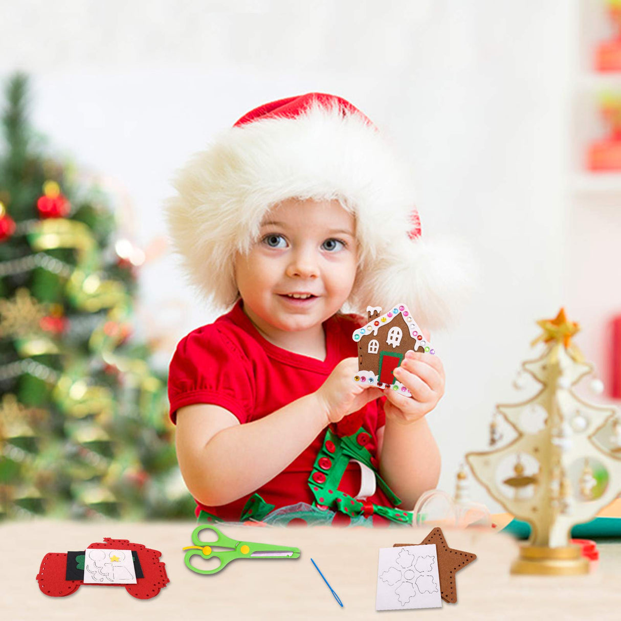 CiyvoLyeen Christmas Sewing Kit for Kids Felt Christmas Ornaments Craft Supplies DIY Activity for Girls and Boys Educational Sewing Gift for Child Set of 12 CiyvoLyeen