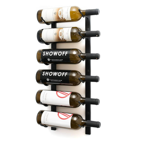 VintageView W Series Wine Rack 2 - Single Depth, Metal Wall Mounted Wine Rack - Modern, Easy Access Wine Storage - Space Saving Wine Rack with 6 Bottle Storage Capacity (Matte Black) VintageView