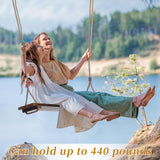 Hollowfly 2 Pcs Wood Swing Seat Carbonized Hanging Wood Tree Swing Adjustable Anticorrosive Waterproof Wooden Swing 440lbs Load for Adult Kids Indoor Outdoor Backyard Play, 24 x 6.3 x 1.42 Inch Hollowfly