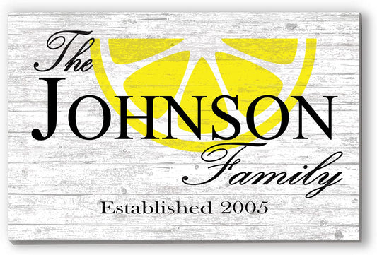 Family Name Sign with Established Date PERSONALIZED Wedding Gift For Couple Custom Wall Decor EST. Date - SOLID WOOD - 16.5" X10.5" (LEMON) - WoodArtSupply