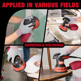 DCK Random Orbital Sander, 3.0 AMP Corded Palm Sander, 6 Speeds Max 12,000 OPM, 5-Inch with 10 pcs Sandpapers, Dust Bag, Low Vibration, Drywall Sander for Woodworking, Decoration Furniture (KSA125) DCK