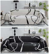 ERICSF- Black and White Double-Sided can Cover Chenille Sofa Towel Full Cover Cloth Four Seasons Universal Models Straight Row a Piece of Non-Slip Sets (71 * 102 inch) ERICSF