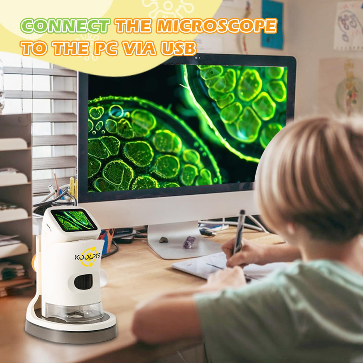 Microscope for Kids, 1000X HD Pocket Kids Microscope, 2.1'' LCD Screen Mini Micrscope for Kids 8-12, Science Mini Scope Toy Kits, Handheld Miniscope Educational Gifts for Kids, 32 GB TF Card Included Koolpte