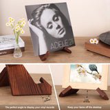 PUERSI Now Playing Vinyl Record Stand, Wooden Display Vinyl Holder Stand, Retro Now Spinning Record Accessories - Rustic Brown PUERSI