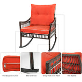 CIRMUBUY 6-Piece Patio Furniture Set,Outdoor Rocking Chairs Set of 2, Patio Conversation Set with 4 Wicker Chairs with 2 Glass Coffee Tables and Cushions for Backyard, Bistro (Carrot) CIRMUBUY