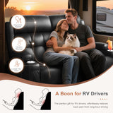 RV Loveseat Recliner Sofa, Oversized Massage Wall Hugger Recliners with Insert Pockets, Cup Holders, Reclining Couch, 150° Adjustable Recline & Padded Armrests, for RV Furniture (Black, Loveseat) Tiooii